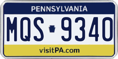 PA license plate MQS9340
