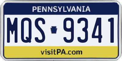 PA license plate MQS9341