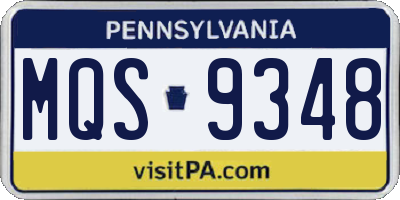 PA license plate MQS9348