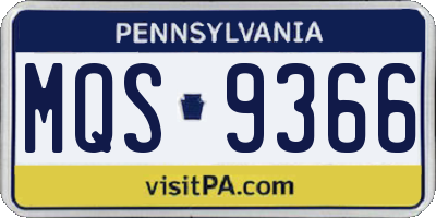 PA license plate MQS9366