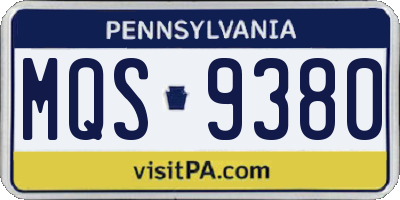 PA license plate MQS9380