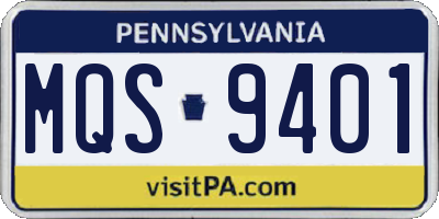 PA license plate MQS9401