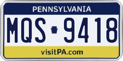 PA license plate MQS9418