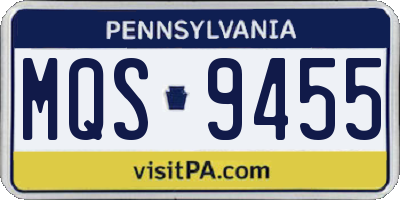 PA license plate MQS9455