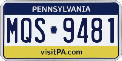 PA license plate MQS9481