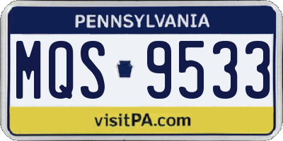 PA license plate MQS9533