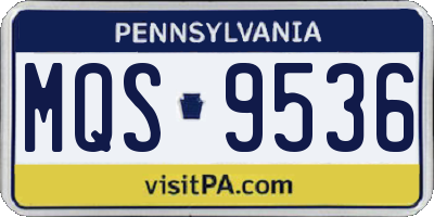 PA license plate MQS9536