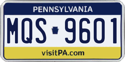 PA license plate MQS9601