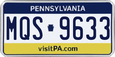 PA license plate MQS9633