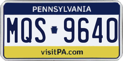 PA license plate MQS9640