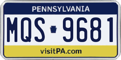 PA license plate MQS9681