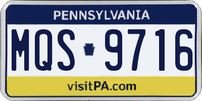 PA license plate MQS9716