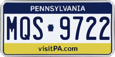 PA license plate MQS9722