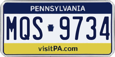 PA license plate MQS9734