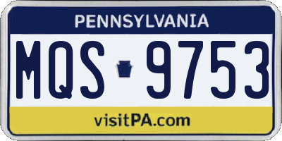 PA license plate MQS9753
