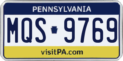 PA license plate MQS9769