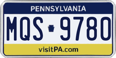 PA license plate MQS9780