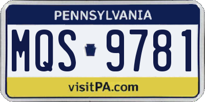 PA license plate MQS9781