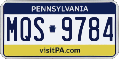 PA license plate MQS9784