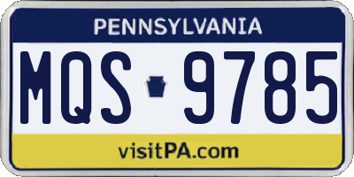 PA license plate MQS9785