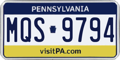 PA license plate MQS9794