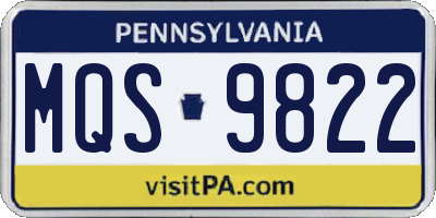 PA license plate MQS9822