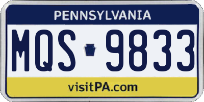 PA license plate MQS9833