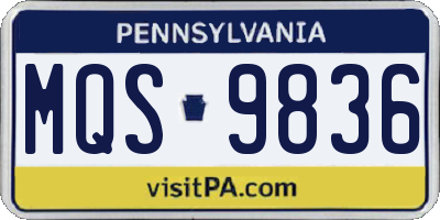 PA license plate MQS9836