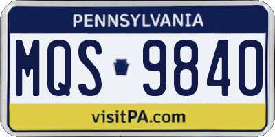 PA license plate MQS9840