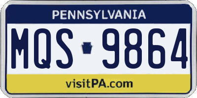 PA license plate MQS9864