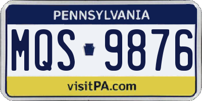 PA license plate MQS9876