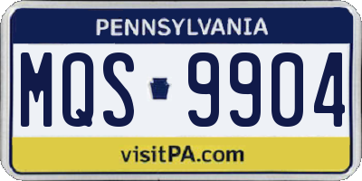 PA license plate MQS9904