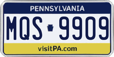 PA license plate MQS9909