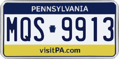 PA license plate MQS9913