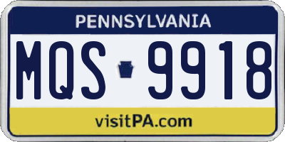 PA license plate MQS9918