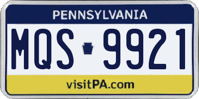 PA license plate MQS9921