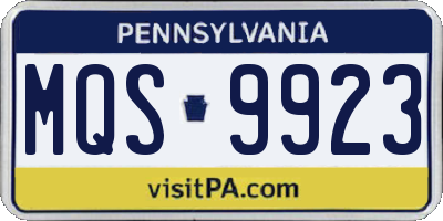 PA license plate MQS9923