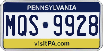 PA license plate MQS9928