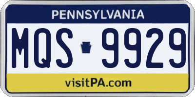 PA license plate MQS9929