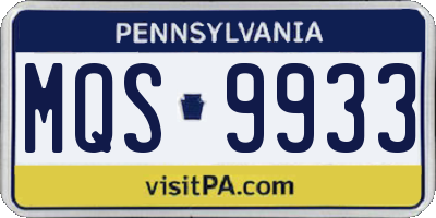 PA license plate MQS9933