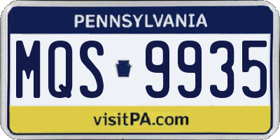 PA license plate MQS9935