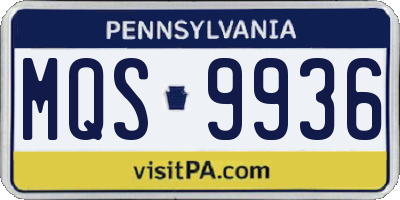 PA license plate MQS9936