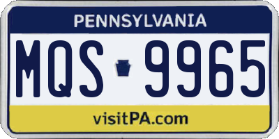 PA license plate MQS9965
