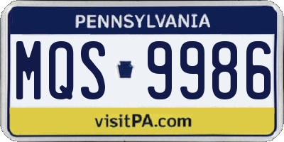 PA license plate MQS9986