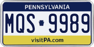 PA license plate MQS9989