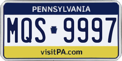 PA license plate MQS9997