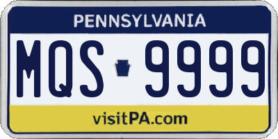 PA license plate MQS9999