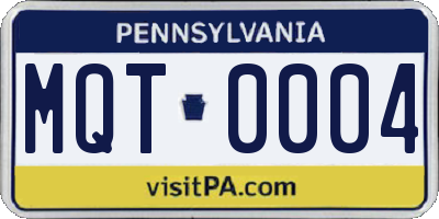 PA license plate MQT0004