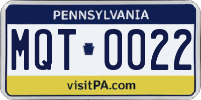 PA license plate MQT0022