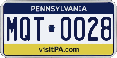 PA license plate MQT0028